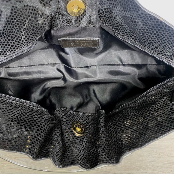 Sabina New York Black Leather Snakeskin Embossed Evening Bag Clutch Purse‎ - Picture 4 of 11